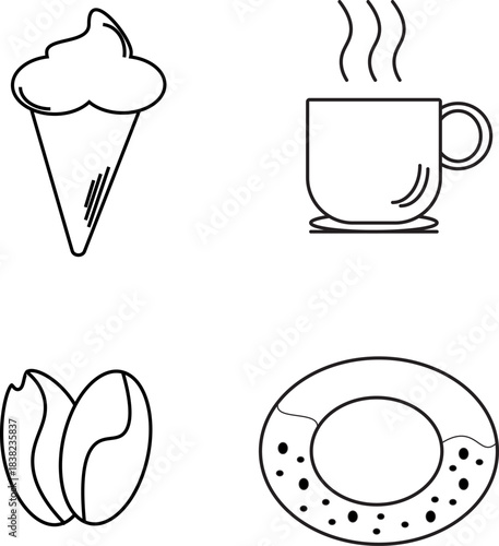 ice cream, coffee and doughnut icon vector illustration