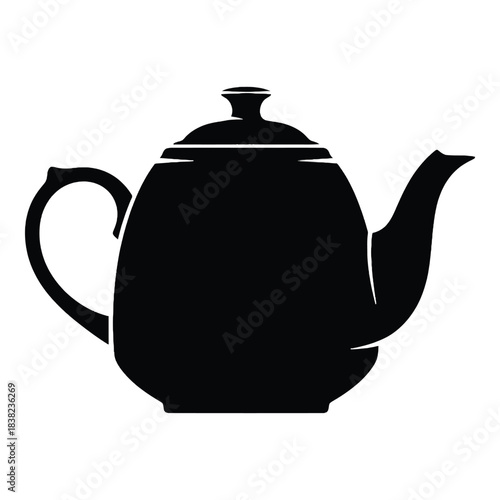 Simple black silhouette of a classic teapot with handle and spout