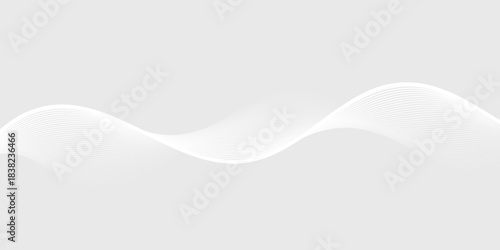 white wavy background. Elegant abstract vector background with smooth white wave lines on a light gray gradient.
