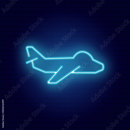 Isolated Airplane Icon In Neon Style