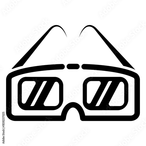 The 3D plastic glasses icon with 2 different colour lens