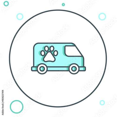 Line Veterinary ambulance icon isolated on white background. Veterinary clinic symbol. Colorful outline concept. Vector