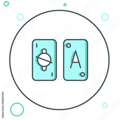 Line Tarot cards icon isolated on white background. Magic occult set of tarot cards. Colorful outline concept. Vector