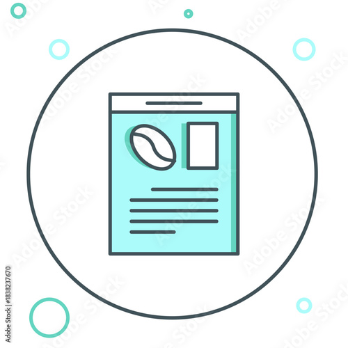 Line Newspaper and coffee icon isolated on white background. Mass media symbol. Colorful outline concept. Vector