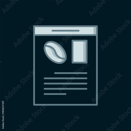 Line Newspaper and coffee icon isolated on black background. Mass media symbol. Flat filled outline style with shadow. Vector