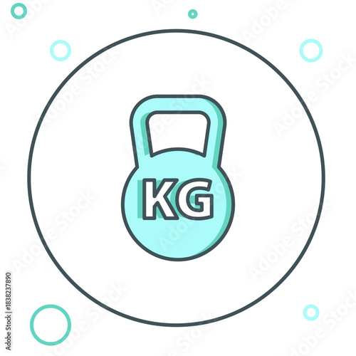 Line Kettlebell icon isolated on white background. Sport equipment. Colorful outline concept. Vector