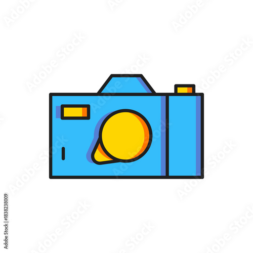Color Photo camera icon isolated on white background. Foto camera icon. Flat filled outline style with shadow. Vector