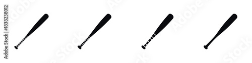 Baseball Bat Vector Illustration – Black and White Sports Equipment Icon, Athletic Game Tool Silhouette, Minimalist Design for Team Sport, Training Graphics, and Digital or Print Use