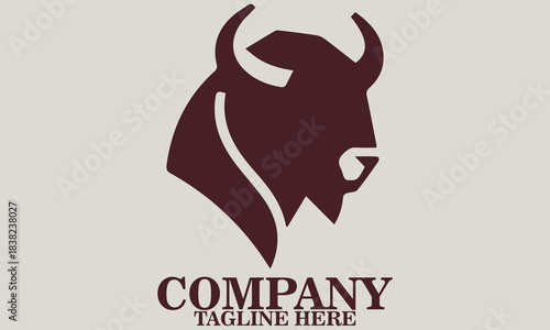 Bison head icon. bison head vector illustration, bison head logo design, bison head in minimal geometric line-art form