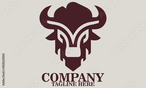 Bison head icon. bison head vector illustration, bison head logo design, bison head in minimal geometric line-art form