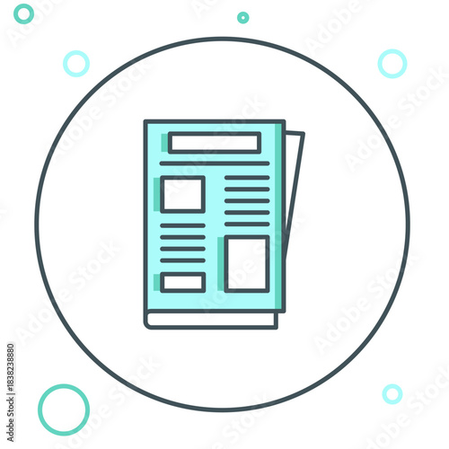 Line News icon isolated on white background. Newspaper sign. Mass media symbol. Colorful outline concept. Vector