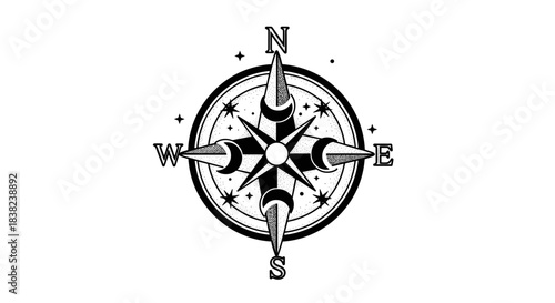 Vintage Compass Rose Nautical Navigation Tool.