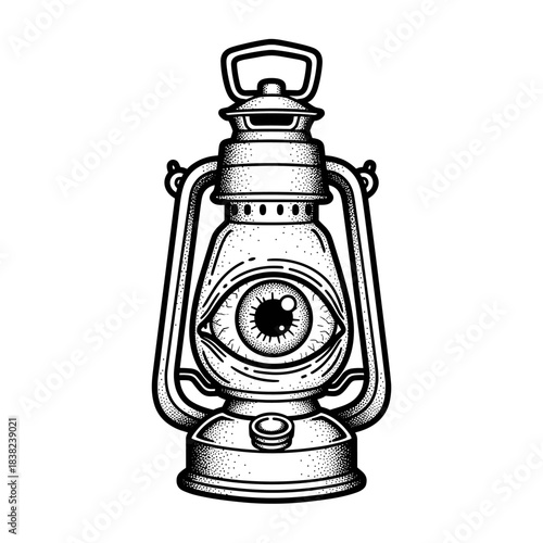 Mysterious Lantern with an All-Seeing Eye Symbol.