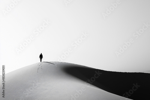 silhouette of a man walking in the desert