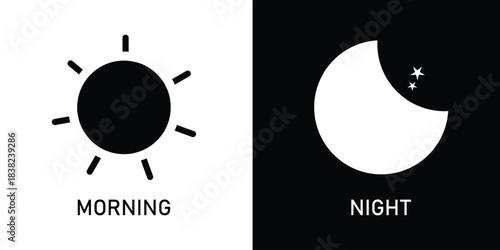 sun and moon icon set, vector illustration . Eps 10