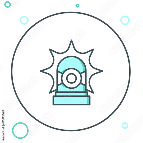 Line Flasher siren icon isolated on white background. Emergency flashing siren. Colorful outline concept. Vector