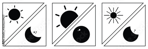 sun and moon icon set, vector illustration . Eps 10