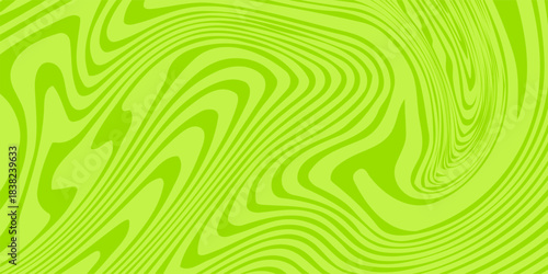 Abstract green background with hypnotic wavy lines pattern. Fresh and natural background