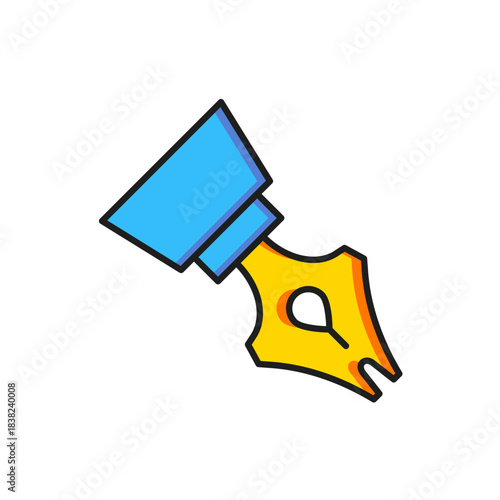 Color Fountain pen nib icon isolated on white background. Pen tool sign. Flat filled outline style with shadow. Vector