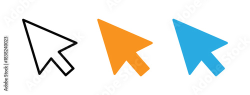 Cursor pointer icons in black orange and blue