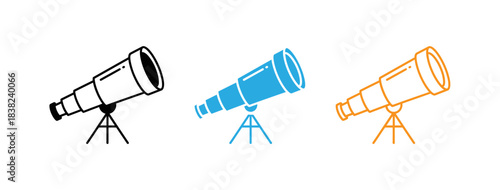 Three different styles of telescope illustrations on a white background