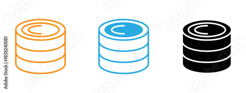 Three cylindrical battery icons in gold teal and black on a white background