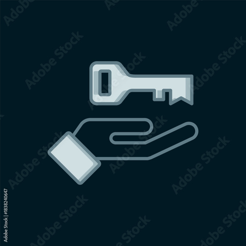 Line Solution to the problem in psychology icon isolated on black background. Key. Therapy for mental health. Flat filled outline style with shadow. Vector