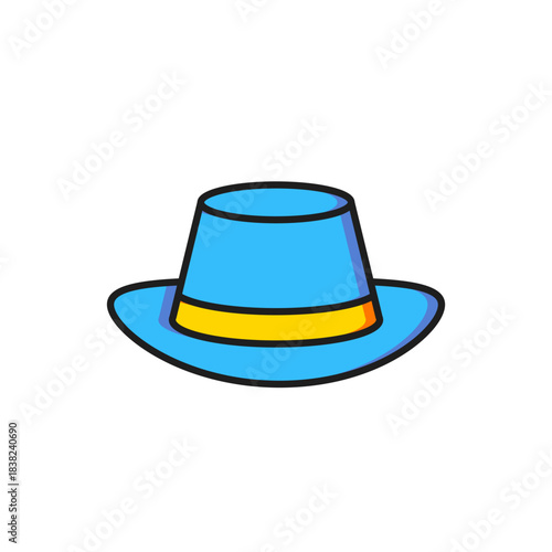 Color Oktoberfest hat icon isolated on white background. Hunter hat with feather. German hat. Flat filled outline style with shadow. Vector