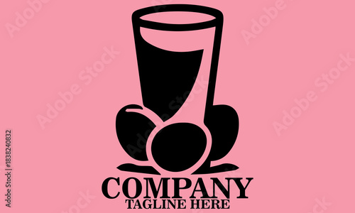 Eggnog Glass Logo design. Eggnog Glass Icon and Eggnog Glass Vector Illustration. Eggnog Glass and Eggs Silhouette Vector for National Eggnog Month December