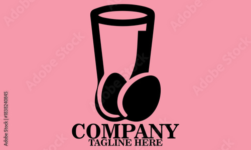 Eggnog Glass Logo design. Eggnog Glass Icon and Eggnog Glass Vector Illustration. Eggnog Glass and Eggs Silhouette Vector for National Eggnog Month December