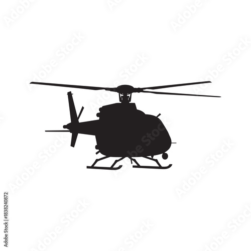 Military helicopter flying silhouette vector illustration