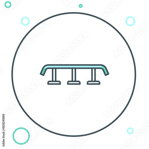 Line Skateboard stairs with rail icon isolated on white background. Colorful outline concept. Vector