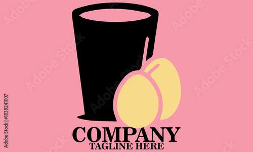 Eggnog Glass Logo design. Eggnog Glass Icon and Eggnog Glass Vector Illustration. Eggnog Glass and Eggs Silhouette Vector for National Eggnog Month December