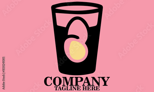 Eggnog Glass Logo design. Eggnog Glass Icon and Eggnog Glass Vector Illustration. Eggnog Glass and Eggs Silhouette Vector for National Eggnog Month December