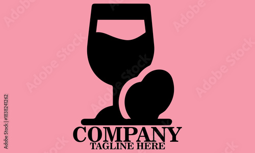 Eggnog Glass Logo design. Eggnog Glass Icon and Eggnog Glass Vector Illustration. Eggnog Glass and Eggs Silhouette Vector for National Eggnog Month December