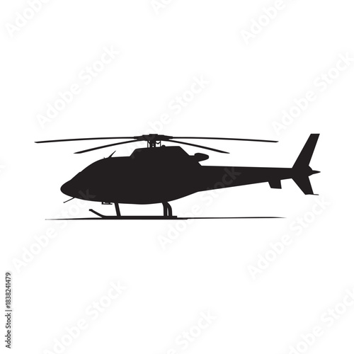 Military helicopter silhouette flying in the sky for aviation and transport illustration