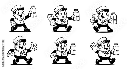 Vintage Milkman Character Collection with Bottles.