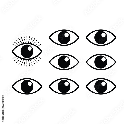 Minimalist Eye Icon Set: All-Seeing Eye and Simple Vision Symbols