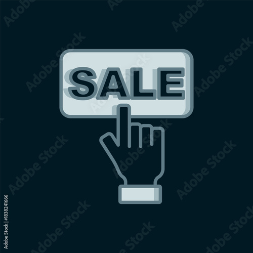 Line Price tag with an inscription Sale icon isolated on black background. Badge for price. Promo tag discount. Flat filled outline style with shadow. Vector