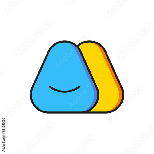 Color Pouf icon isolated on white background. Soft chair. Bag for the seat. Comfortable furniture armchair. Flat filled outline style with shadow. Vector