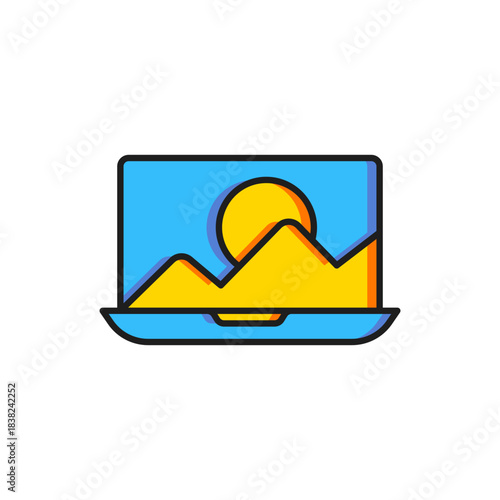 Color Photo retouching icon isolated on white background. Photographer, photography, retouch icon. Flat filled outline style with shadow. Vector