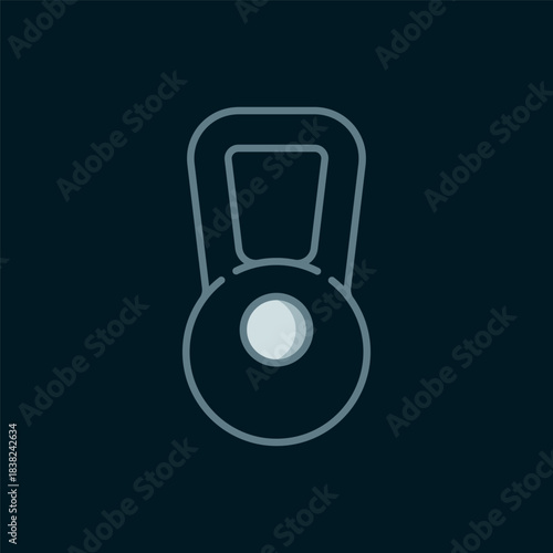 Line Kettlebell icon isolated on black background. Sport equipment. Flat filled outline style with shadow. Vector