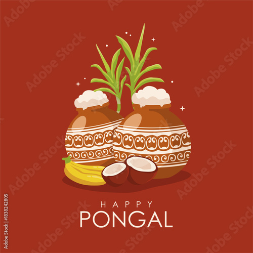 vector happy pongal greeting card design template