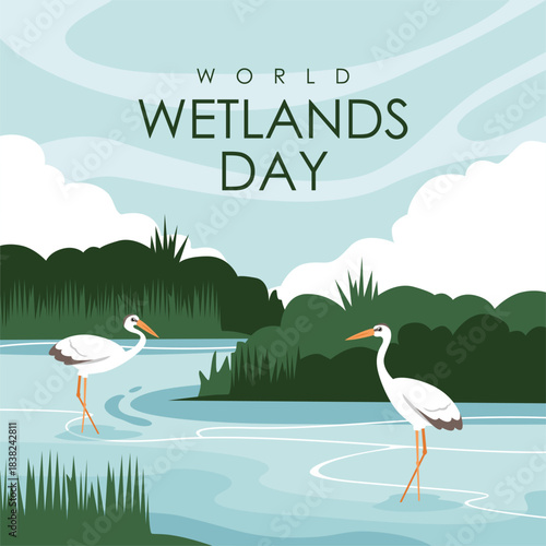 vector world wetlands day poster template
