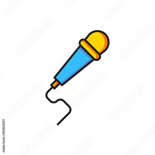 Color Microphone icon isolated on white background. On air radio mic microphone. Speaker sign. Flat filled outline style with shadow. Vector