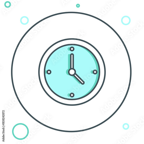 Line Clock icon isolated on white background. Time symbol. Colorful outline concept. Vector