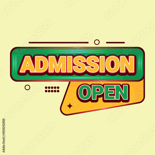 Admission open label badge sticker illustration concept design for promotional design