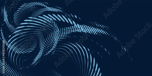 Flowing dot particles wave curve pattern blue and green gradient light isolated vector music old nice