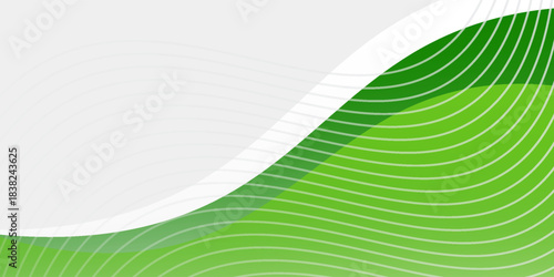 Abstract White and Green wave wide background texture, soft, header, modern