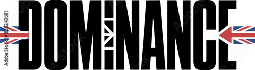 Black text dominance with union jack flags and arrows word lettering